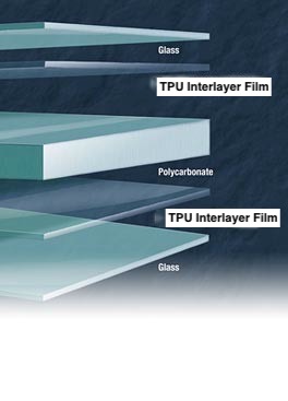 Utilisation du film intercalaire pare-balles TPU